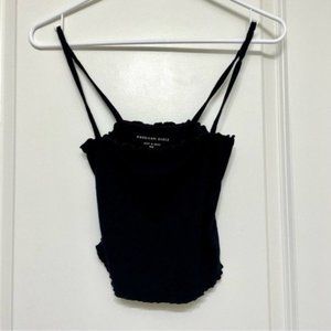 AE Black Ribbed Crop Top